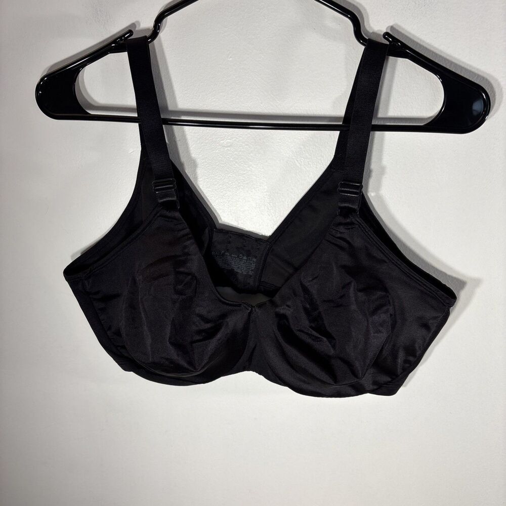 Bali Classic Support Bra  Black Satin Unlined Underwire Convertible Sz 38D